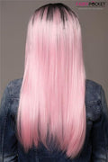 Nature Black To Pink Straight Synthetic Lace Front Wig