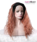 Nature Black To Rose Gold Curly Synthetic Lace Front Wig