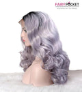 Nature Black To Silver Gray Wavy Synthetic Lace Front Wig