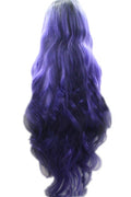Nature Black to Purple Ombre Long Wavy Lace Front Wig