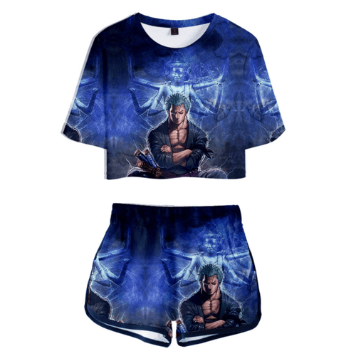One Piece Anime T-Shirt and Shorts Suits - C