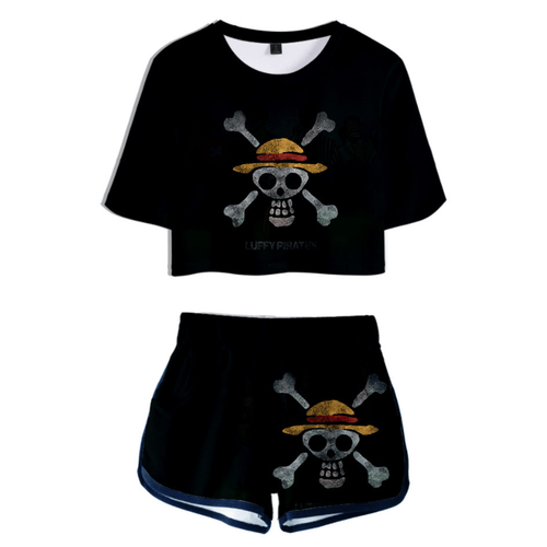 One Piece Anime T-Shirt and Shorts Suits - D