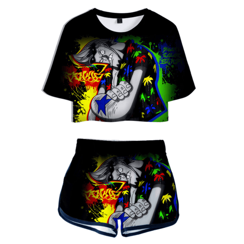 One Piece Anime T-Shirt and Shorts Suits - F