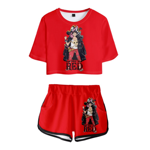 One Piece Film Red Anime T-Shirt and Shorts Suit - G