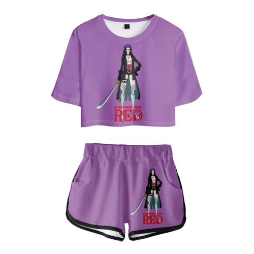 One Piece Film Red Anime T-Shirt and Shorts Suit - H
