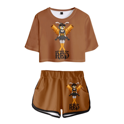 One Piece Film Red Anime T-Shirt and Shorts Suit - I