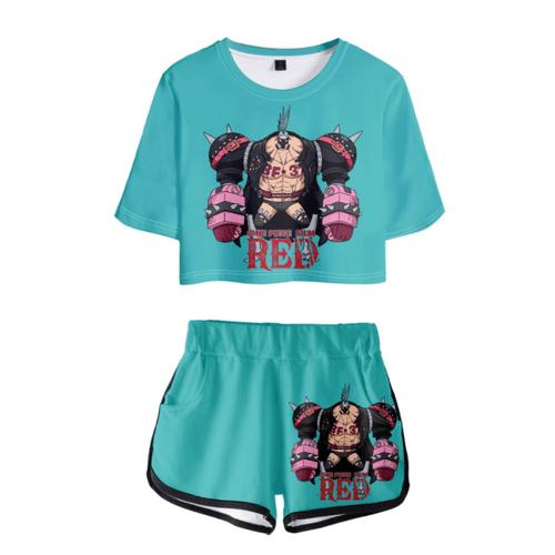 One Piece Film Red Anime T-Shirt and Shorts Suit - P