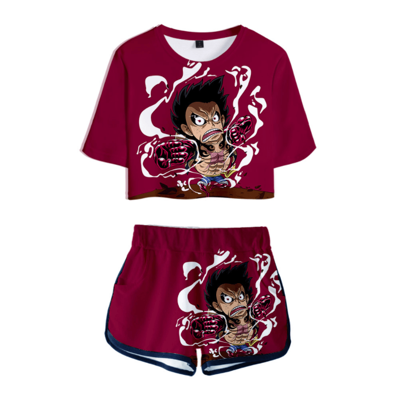 One Piece T-Shirt and Shorts Suits - C