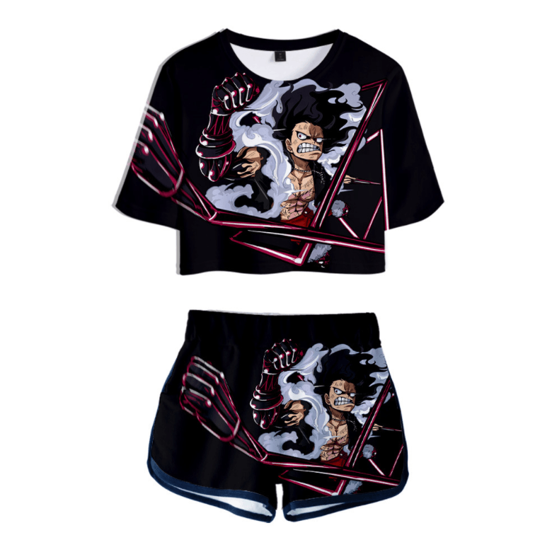 One Piece T-Shirt and Shorts Suits - F