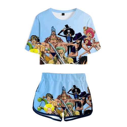 One Piece T-Shirt and Shorts Suits - J