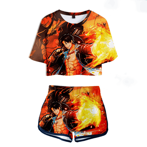 One Piece T-Shirt and Shorts Suits - Q