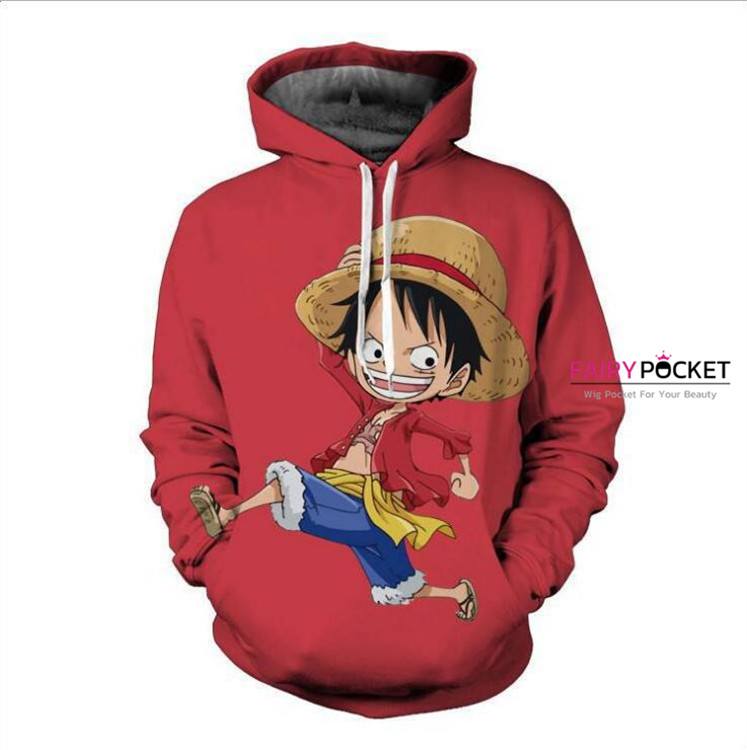 One Piece Young Monkey D. Luffy Red Hoodie