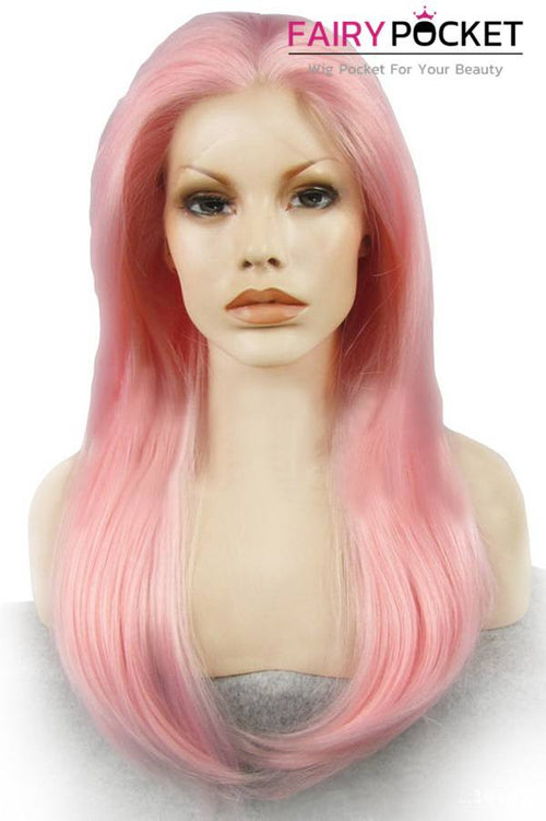 Pearl Pink Long Straight Lace Front Wig