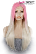 Pink Ombre Blonde Long Straight Lace Front Wig