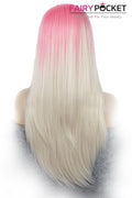 Pink Ombre Blonde Long Straight Lace Front Wig