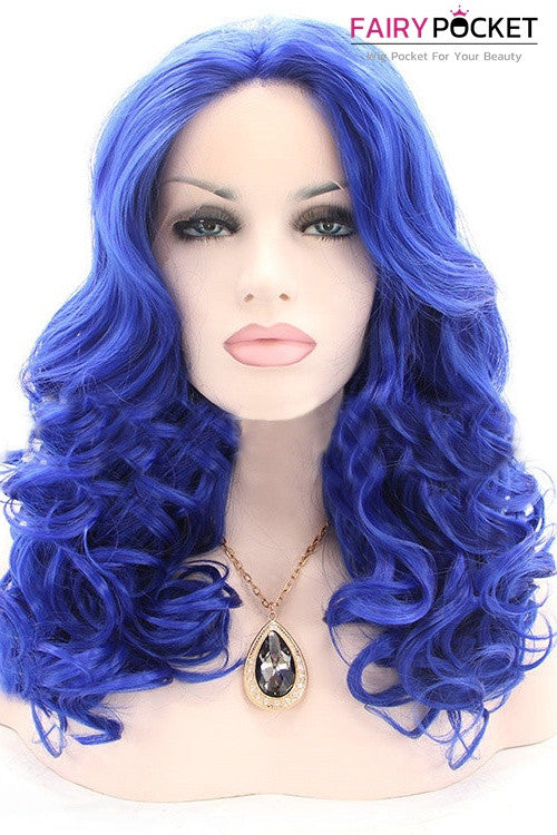 Primary Blue  Long Wavy Lace Front Wig