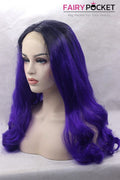 Nature Black to Dark Orchid Purple Ombre Long Wavy Lace Front Wig