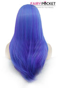 Purple and Blue Highlight Long Straight Lace Front Wig