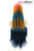 Rainbow Ombre Long Straight  Lace Front Wig