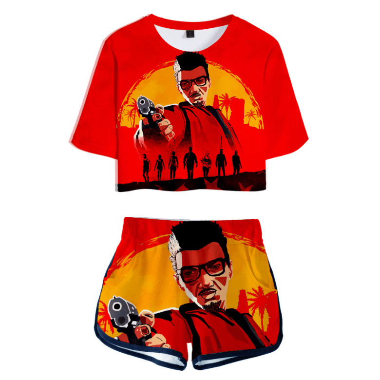 Red Dead Redemption T-Shirt and Shorts Suits - F