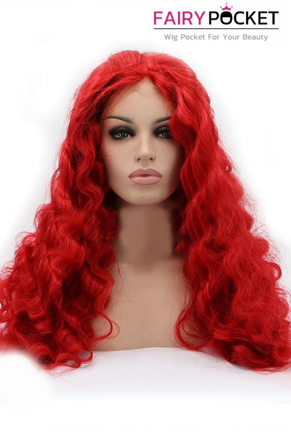 Poppy Red Long Curly Lace Front Wig