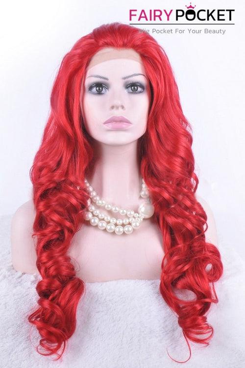 Poppy Red Long Wavy Lace Front Wig