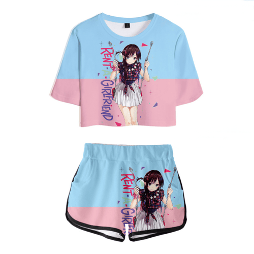 Rent-a-Girlfriend Anime T-Shirt and Shorts Suit - C