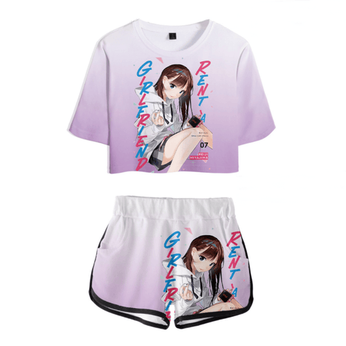 Rent-a-Girlfriend Anime T-Shirt and Shorts Suit - H