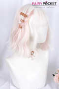 Short Wavy White and Pink Lolita Wig