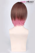 Short Bob Brown To Pink Ombre Basic Cap Wig