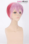 Short Straight Pink to Red Basic Cap Wig