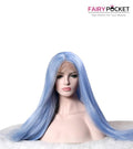 Silver Blue Long Satright Synthetic Lace Front Wig