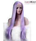 Silver Purple Long Satright Synthetic Lace Front Wig