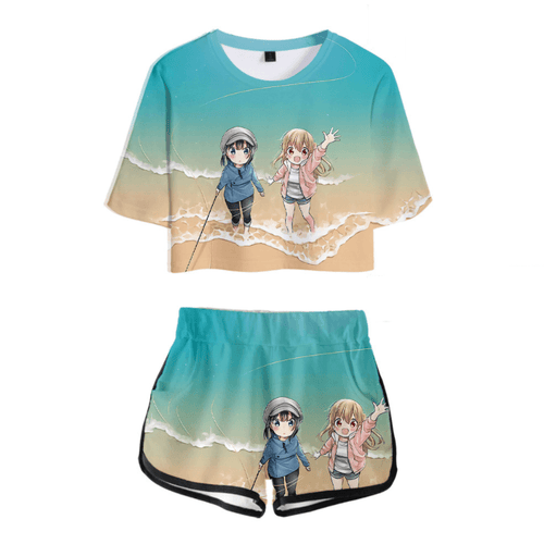Slow Loop Anime T-Shirt and Shorts Suit - D