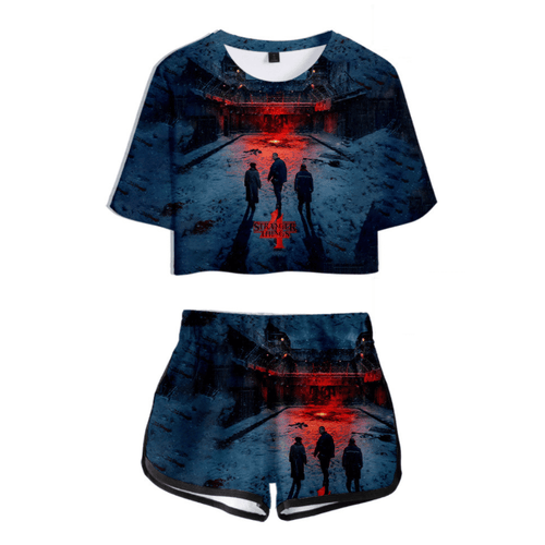 Stranger Things Season 4 T-Shirt and Shorts Suits - F