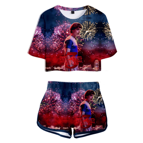 Stranger things 3 T-Shirt and Shorts Suits - H