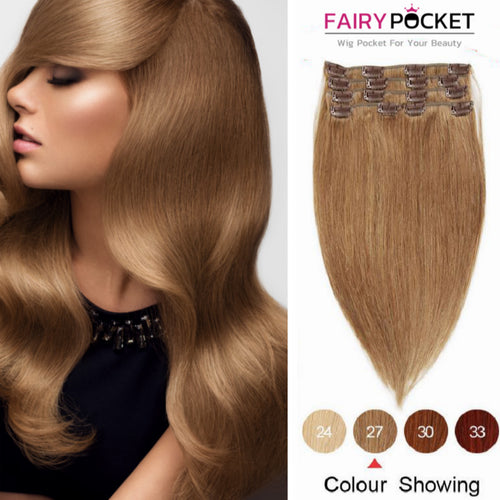 Strawberry Blonde Straight Clip In Remy Human Hair Extentions