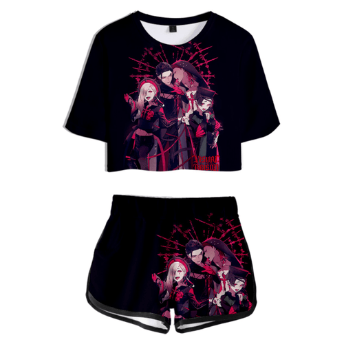 Visual Prison Anime T-Shirt and Shorts Suit - F