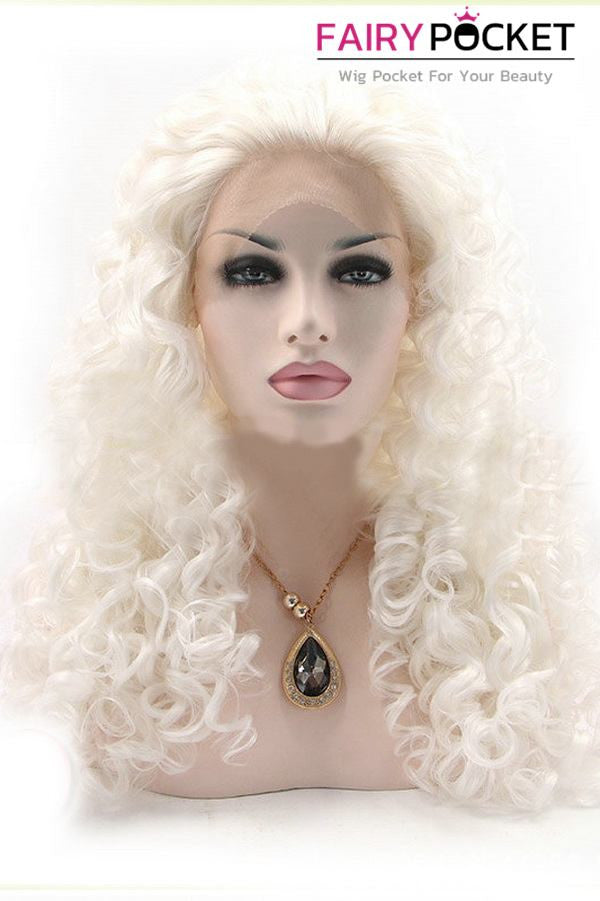 White Long Curly Lace Front Wig