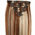 Blonde Mix Medium Brown Straight Clip In Remy Human Hair Extentions