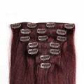 Red Wine Straight Clip In Remy Human Hair Extentions
