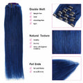 Pastel Blue Straight Clip In Remy Human Hair Extentions