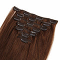Dark Medium Brown Straight Clip In Remy Human Hair Extentions