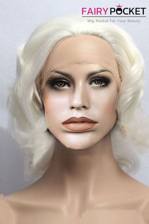 White Short Wavy Lace Front Wig
