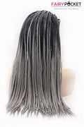 Nature Black to Light Grey Ombre Twist Braids Wig