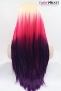 Blonde turns Pink to Purple Ombre Straight Lace Front Wig