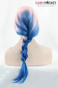 Pink to Blue Ombre Long Wavy Lace Front Wig
