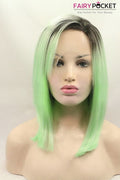 Black to Jade Green Ombre Medium Straight Lace Front Wig