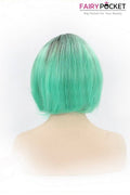 Nature Black to Mint Green Ombre Short Bob Style Lace Front Wig