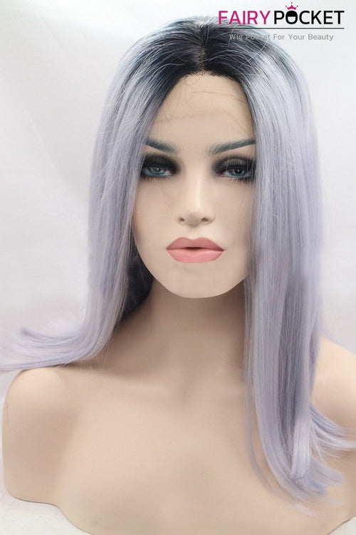 Nature Black to Grey Medium Straight Lace Front Wig